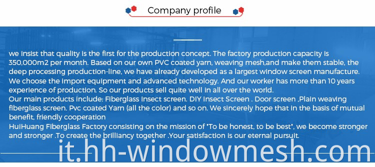 Schermo delle zanzare in fibra di vetro per reti Windows Schermata di insetti in fibra di vetro